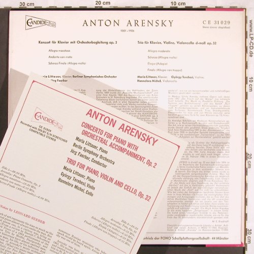 Arensky,Anton: Konzert f.Klavier m.Orchbegl. Op.2, Candide(CE 31 029), D,  - LP - L7510 - 12,50 Euro