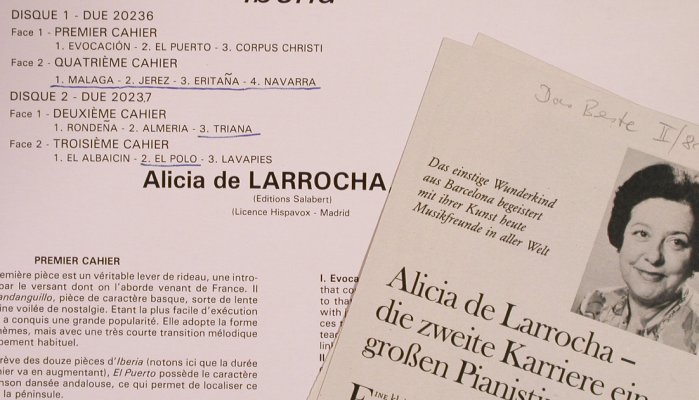 Albeniz,Isaac: Iberia, Foc, woc, Erato (DUE 20236/37), F Typ: 2LP Best.-Nr.: L7516 Preis: 7,50 Euro