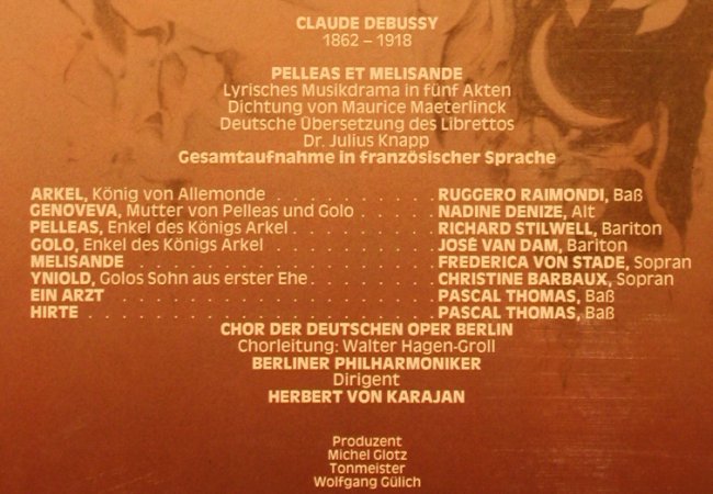 Debussy,Claude: Pelleas & Melisande, Box (rec.1979), EMI (7 49350 1), D,Ri,co, 1987 Typ: 3LP Best.-Nr.: L7531 Preis: 15,00 Euro