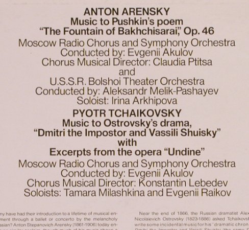 Arensky,Anton / Tschaikowky: The Fountain of Bakhchisarai/Dmitri, Melodia/ABCWestminster (WGS-8300), US,vg+/m-, 1975 Typ: LP Best.-Nr.: L7533 Preis: 5,00 Euro
