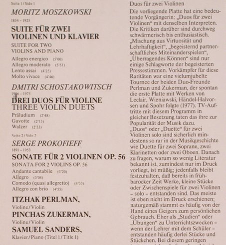 Moszkowski,Moritz/Schostako/Prokof: Suite f.2 Violinen und Klavier, EMI(065-03 787), D, 1980 - LP - L7541 - 6,00 Euro