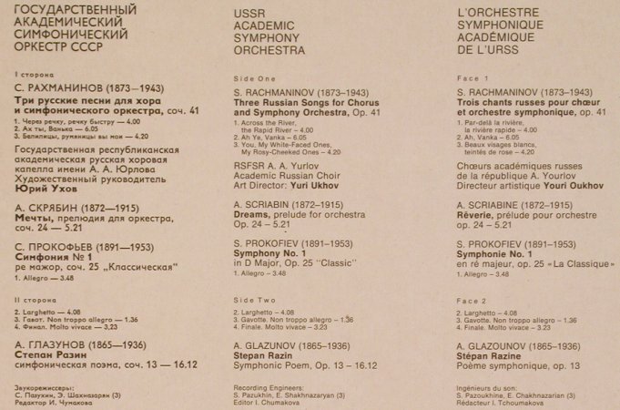Svetlanov,Yevgeni: Rachmaninov,Scriabine,Prokofiev..., Melodia(C10-10585-6), UDSSR,  - LP - L7546 - 6,00 Euro
