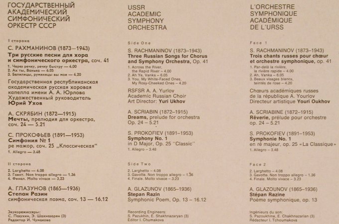 Svetlanov,Yevgeni: Rachmaninov,Scriabine,Prokofiev..., Melodia(C10-10585-6), UDSSR,  - LP - L7546 - 6,00 Euro