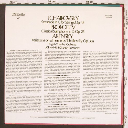 Tschaikowsky,Peter/Prokofiev/Arensk: Serenade in C for Strings,op.48, Vanguard Cardinal (VCS 10099), US, 1972 Typ: LP Best.-Nr.: L7552 Preis: 6,00 Euro