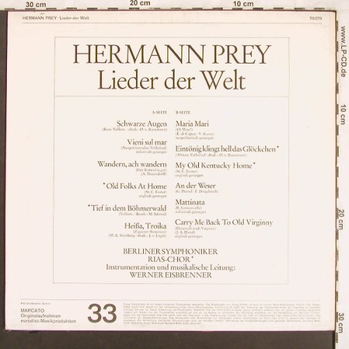 Prey,Hermann: Lieder der Welt, Mercato (79 079), D Typ: LP Best.-Nr.: L7560 Preis: 6,00 Euro
