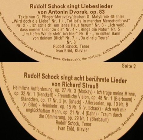 Schock,Rudolf: Lieder von Dvorak un R.Strauss, Eurodisc (86 284 KK), D Typ: LP Best.-Nr.: L7561 Preis: 6,00 Euro