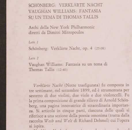 Schoenberg,Arnold/Vaughan Williams: Verklärte Nacht/Fantasia su un Tema, CBS-Odyssea (S 54 068), I, vg+/vg+, 1969 Typ: LP Best.-Nr.: L7588 Preis: 5,00 Euro