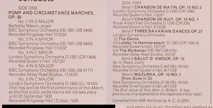 Elgar,Edward: Cond. Pomp and Circumstance Nr.1-5, EMI/HMV (HLM 7005), UK,vg+/m- Typ: LP Best.-Nr.: L7589 Preis: 5,00 Euro