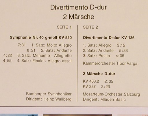 Mozart,Wolfgang Amadeus: Symphonie G-moll,DieGroße,KV 550, Klassik Auslese (47 401 NK), D Typ: LP Best.-Nr.: L7625 Preis: 5,00 Euro