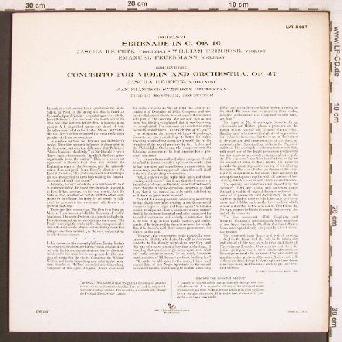 Dohnanyi,Ernst von / Grünberg: Serenade in C,op.10/Violin Concerto, RCA Red Seal (LVT-1017), US Typ: LP Best.-Nr.: L7626 Preis: 9,00 Euro