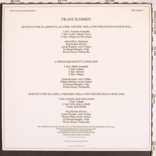 Schmidt,Franz: Drei Kammermusikwerke, Foc, Preiser Records (SPR 3246/47), A Typ: 2LP Best.-Nr.: L7629 Preis: 14,00 Euro
