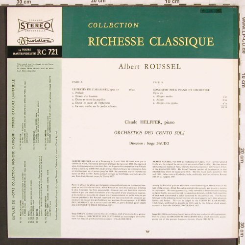Roussel,Albert: Le Festin de L'Araignée,op.17,op.36, Erato (30 RC 721), F, Ri Typ: LP Best.-Nr.: L7631 Preis: 6,00 Euro