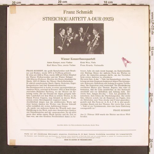 Schmidt,Franz: Streichquartett A-Dur(1925),vg+/vg+, Preiser Records (SPR 3062), A Typ: LP Best.-Nr.: L7648 Preis: 5,00 Euro