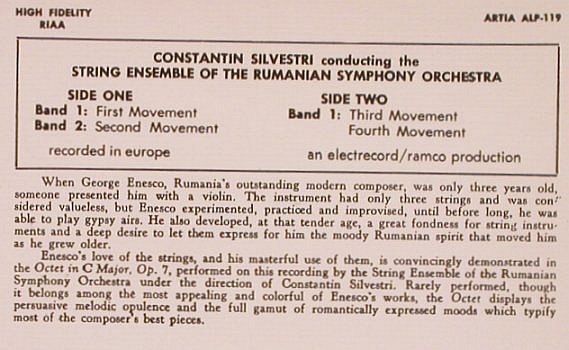 Enesco,Georges: Octet in C major,op.7, Foc, m-/vg+, Artia (ALP-119), US Typ: LP Best.-Nr.: L7656 Preis: 12,50 Euro