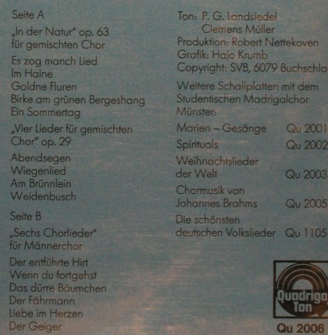 Dvorak,Antonin: Chormusik von Anton Dvorak, Foc, Quadriga Ton (Qu 2006), D, vg+/m- Typ: LP Best.-Nr.: L7661 Preis: 6,00 Euro
