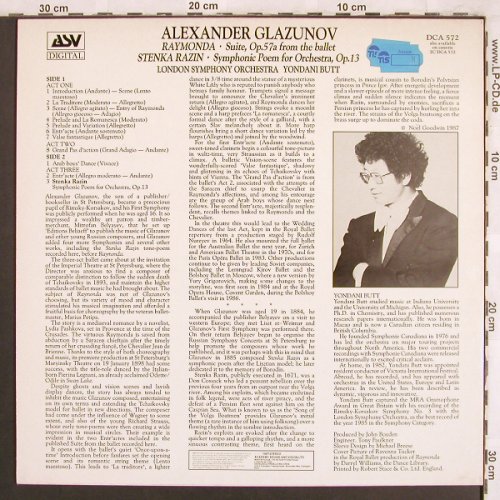 Glazunov,Alexander: Raymonda Balet Suite, Stenka Razin, ASV(DCA 572), UK, 1987 - LP - L7684 - 12,50 Euro