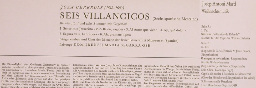 Sängerknaben von Montserrat: Joan Cererols, Josep Antoni Marti, Schwann (AMS 710/711), D,Foc Typ: 2LP Best.-Nr.: L7688 Preis: 7,50 Euro
