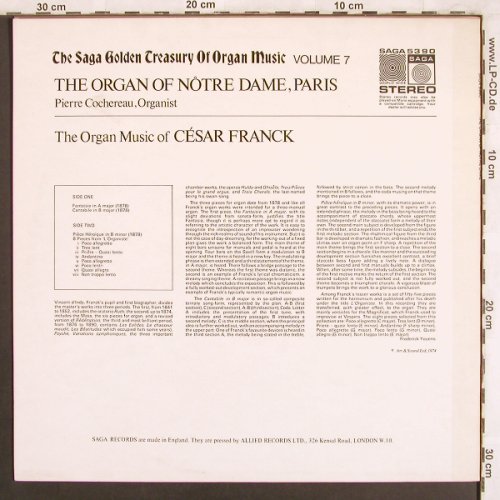 Franck,Cesar: The Organ of Notre Dame,Paris, Saga, Vol.7 (5390), UK, vg+/m-, 1974 Typ: LP Best.-Nr.: L7691 Preis: 5,00 Euro