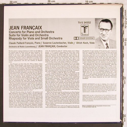 Francaix,Jean: Concerto for Piano and Orchestra, Turnabout Vox(TV-S 34552), US, 1974 - LP - L7698 - 14,00 Euro