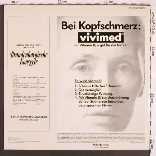 Bach,Johann Sebastian: Brandenburgische Konzerte 4,5,6, D.Gr. (2891 310), D Typ: LP Best.-Nr.: L7702 Preis: 5,00 Euro