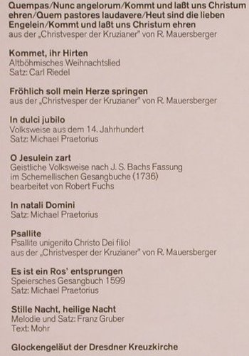 Dresdner Kreuzchor: Weihnachten mit dem,R.Mauersberger, Eterna, m /vg+ (8 25 490), DDR, 1981 Typ: LP Best.-Nr.: L7704 Preis: 5,00 Euro
