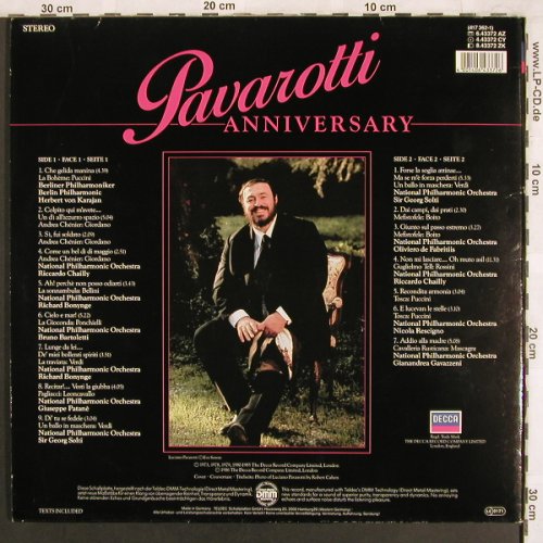 Pavarotti,Luciano: Anniversary, Foc, Decca (6.43372), D, 1986 Typ: LP Best.-Nr.: L7706 Preis: 6,00 Euro
