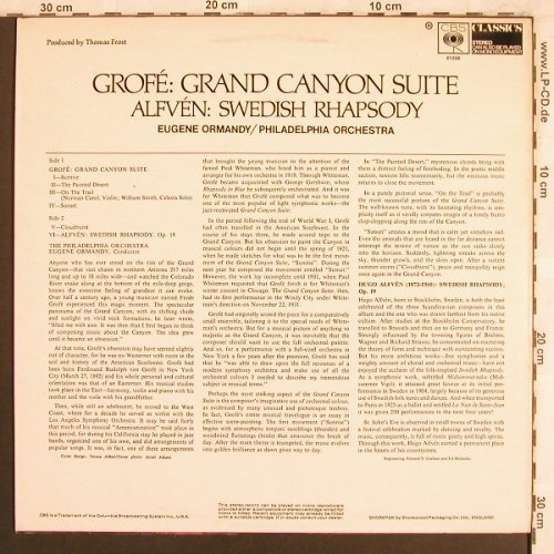 Grofé,Ferde / Alfven: Grand Canyon Suite/Swedish Rhaps., CBS(61266), UK,  - LP - L7718 - 9,00 Euro