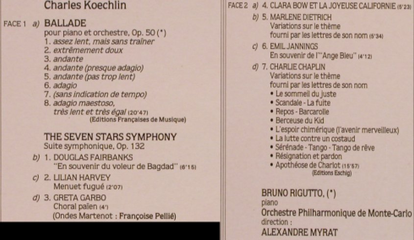 Koechlin,Charles: Ballade pour piano&orch., Foc, La Voix De Son Maitre (173139 1), F, 1983 Typ: LP Best.-Nr.: L7738 Preis: 12,50 Euro