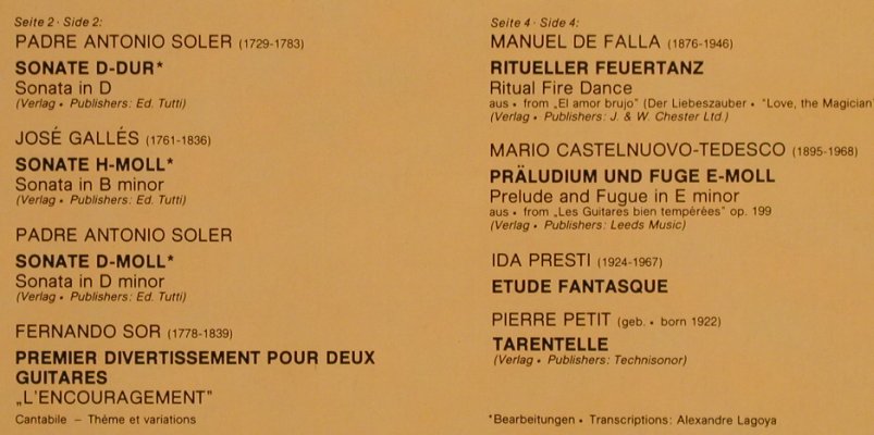Presti,Ida & Alexander Lagoya: Virtuose Musik für zwei Gitarren, Philips (420 991-1), D, 1975 Typ: 2LP Best.-Nr.: L7783 Preis: 9,00 Euro