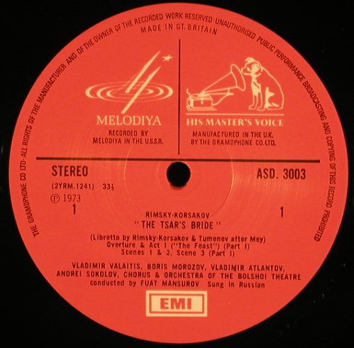 Rimsky-Korsakov,Nicolai: The Zsar's Bride, sung in russ., Melodia/His Masters V.(ADS 3003-3005), UK, LC, 1973 - LP*3 - L7796 - 17,50 Euro
