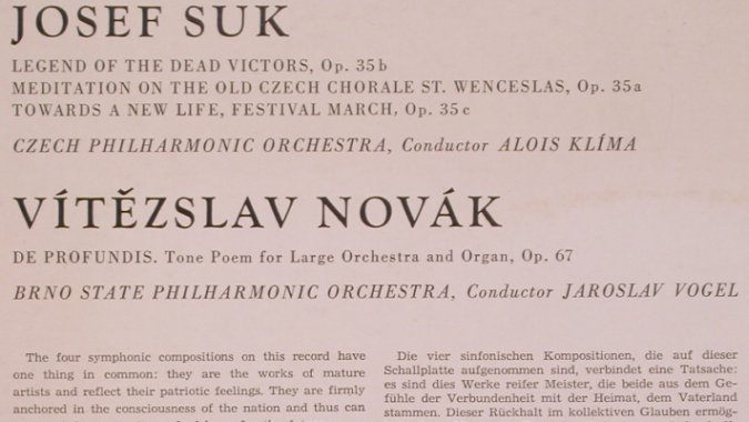 Suk,Josef / Vitezslav Novak: War Triptych / de profundis, vg+/m-, Supraphon(50476), CZ, 1963 - LP - L7820 - 6,00 Euro