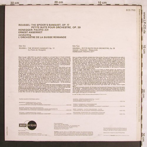Roussel,Albert: The Spider's Banquet.../Pacific 231, Decca Eclipse (ECS 756), UK, 1975 Typ: LP Best.-Nr.: L7838 Preis: 6,00 Euro