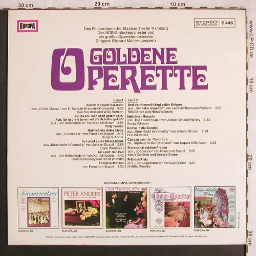 V.A.Goldene Operette: Sari Barabas...Melitta Muszely, Europa (E 446), D Typ: LP Best.-Nr.: L7851 Preis: 4,00 Euro
