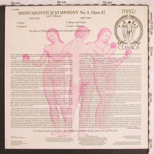Schostakowitsch,Dmitri: Symphony No.8, Ember (ECL 9003), UK, 1974 Typ: LP Best.-Nr.: L7856 Preis: 7,50 Euro