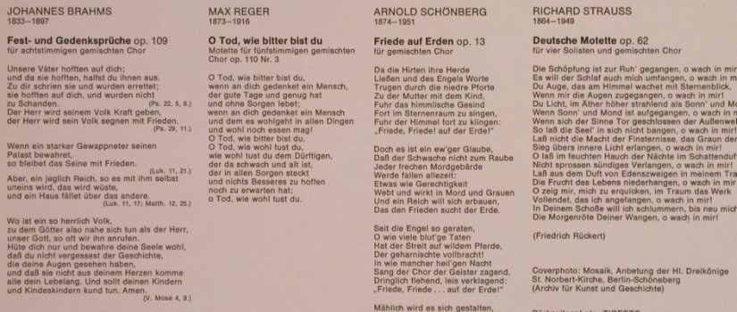 V.A.Deutsche Geistliche A Capella-M: Brahms,Reger,Schönberg,R.Strauss, EMI Electrola (C 063-29 916), D, 1971 Typ: LPQ Best.-Nr.: L7882 Preis: 6,00 Euro