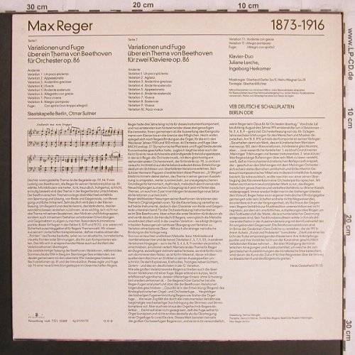 Reger,Max: Beethoven Varitionen op.86, Eterna(8 26 307), DDR, 1972 - LP - L7932 - 12,50 Euro