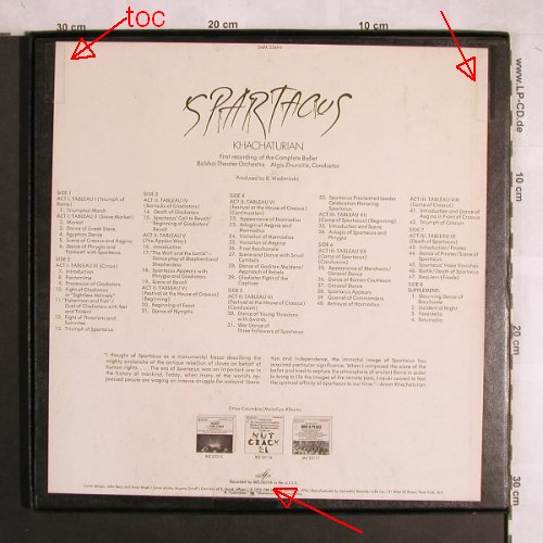 Khatchaturian,Aram: Spartacus, Box, toc, Columbia/Melodia (D4M 33493), US, 1975 Typ: 4LP Best.-Nr.: L7982 Preis: 25,00 Euro