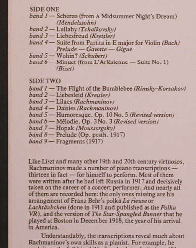 Rachmaninoff,Sergei: Piano Transcriptions, EMI, HQS 1374(0C 053-02 765Q), UK, 1977 - LPQ - L7986 - 7,50 Euro