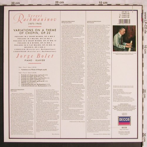 Rachmaninoff,Sergei: Chopin Variations,5 Preludes Melodi, Decca(6.44017 AZ), D, Co, 1988 - LP - L7993 - 6,00 Euro