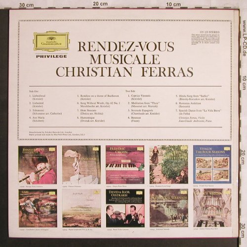 Ferras,Christian: Rendez-Vous Musicale, D.Gr. Privilege(135 133), UK, 1969 - LP - L8035 - 12,50 Euro