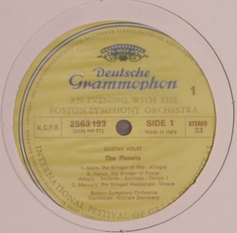 Holst,Gustav: The Planets, No Cover, D.Gr. (2563 193), I Typ: LP Best.-Nr.: L8038 Preis: 5,00 Euro