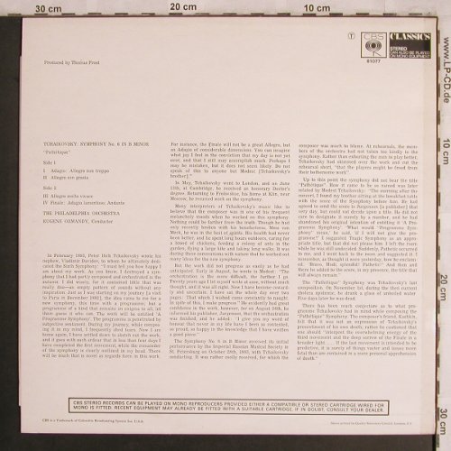 Tschaikowsky,Peter: Symphonie No.6 B Minor, CBS (61077), UK Typ: LP Best.-Nr.: L8082 Preis: 6,00 Euro
