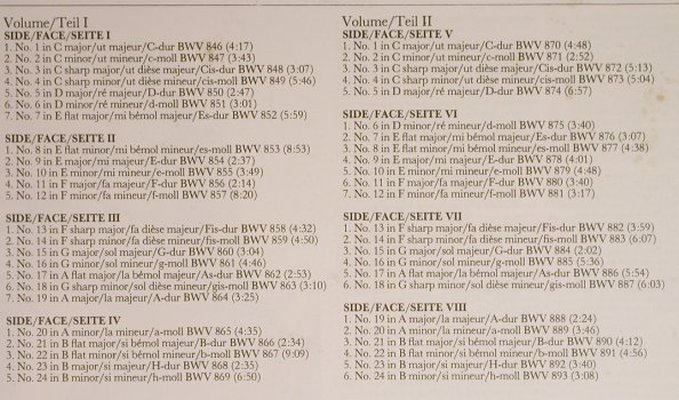 Bach,Johann Sebastian: Das Wohltemperierte Klavier,846-893, CBS Masterworks (77 427), D Box Typ: 4LP Best.-Nr.: L8125 Preis: 15,00 Euro