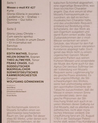 Mozart,Wolfgang Amadeus: Messe C-Moll KV 427, EMI (037-29 018), D, m-/vg+ Typ: LP Best.-Nr.: L8133 Preis: 5,00 Euro