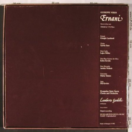 Verdi,Giuseppe: Ernani, Box (in italian), Hungaroton (SLPD 12259-61), H, 1982 Typ: 3LP Best.-Nr.: L8150 Preis: 17,50 Euro