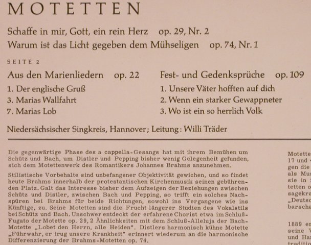 Brahms,Johannes: Motetten, vg+/m-, Camerata(CMS 30022 LPM), D, 1966 - LP - L8154 - 5,00 Euro