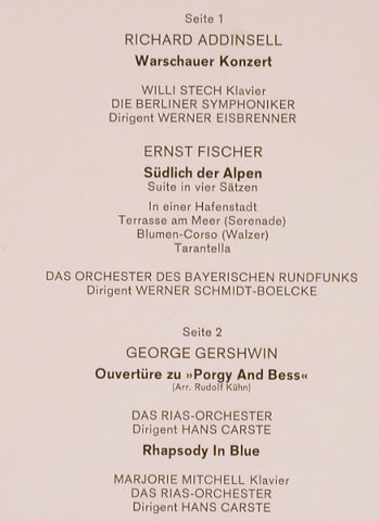 Gershwin,George /Addinsell/ Fischer: Concert in Blue, Baccarola(85 178 ZU), D,  - LP - L8163 - 5,00 Euro