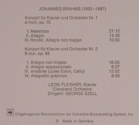 Brahms,Johannes: Konzert für Klavier u.Orch.Nr.1 & 2, CBS(S 77 259), D,Foc,  - 2LP - L8175 - 7,50 Euro