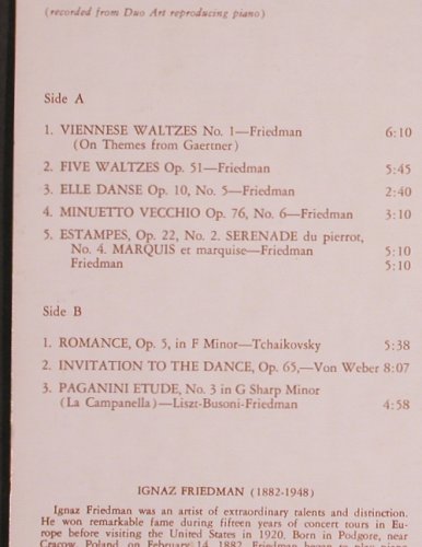 Friedman,Ignaz: Concert II, vg+/m-, Klavier Rec. (KS-115), US, 1970 Typ: LP Best.-Nr.: L8186 Preis: 12,50 Euro