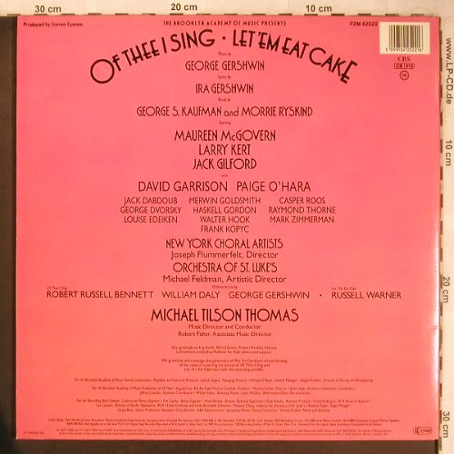 Gershwin,George: Of Thee I sing, Foc, CBS (F2M 42522), NL, 1987 Typ: 2LP Best.-Nr.: L8189 Preis: 12,50 Euro